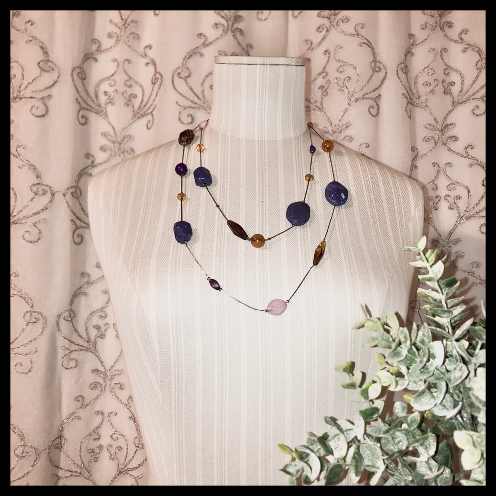 🚫 SOLD • NECKLACE • PURPLE & BROWN STONES